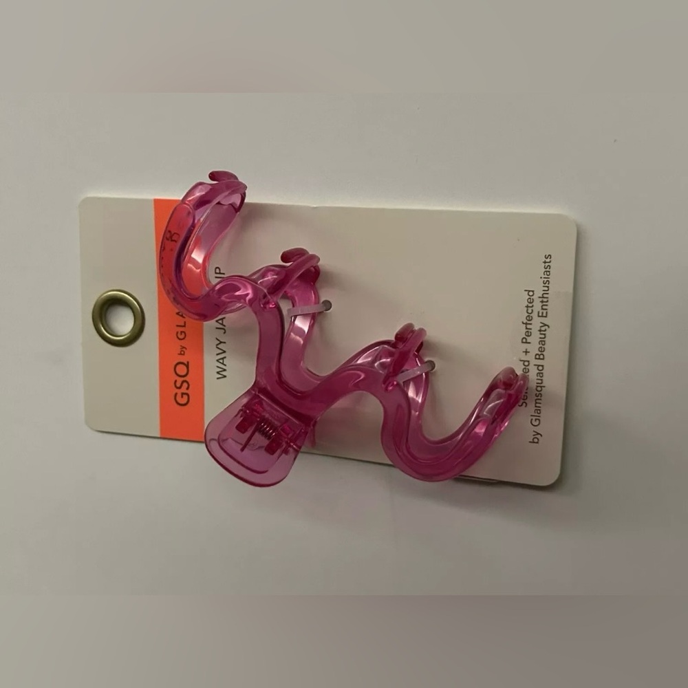 New Pink Wavy Jaw Hair Clip 3 11/16" made in Bangladesh GSQ by Glamsquad - Picture 13 of 14